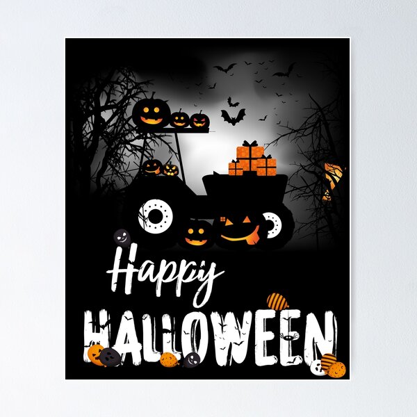 Item preview, Happy Halloween | Pumpkin Tractor design designed and sold by BlackTulips.