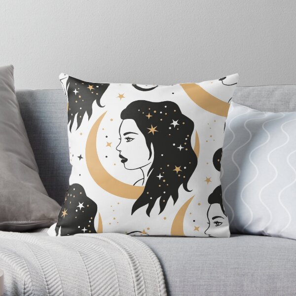 Moon Child Celestial Goddess Throw Pillow