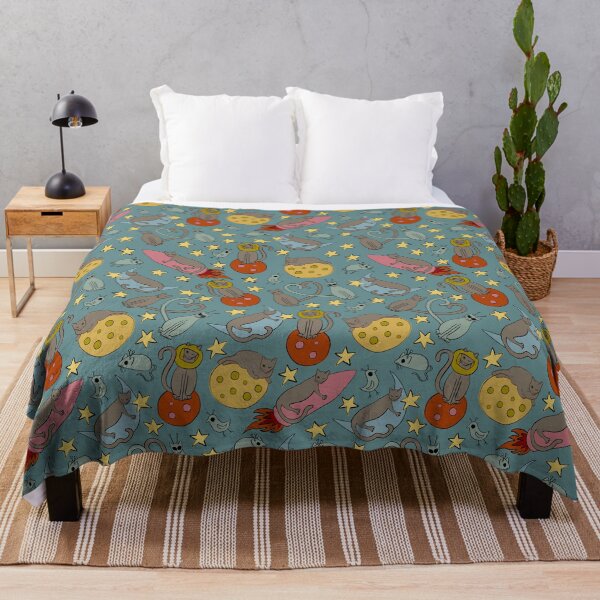Aperçu de l'œuvre "Aventures intergalactiques d'Astro Cat" Designer Outer Space Cartoon Kitty Print créée et vendue par victoriabdesign.