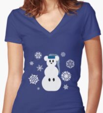 White Christmas Mouse - Hoodie / Sweatshirt (see other for t-shirts) Women's Fitted V-Neck T-Shirt