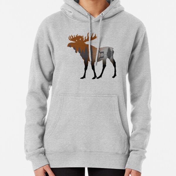 Outdoor Nature Trees Moose Deer Wildlife Forest Animal Peace Pullover Hoodie