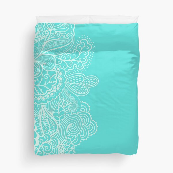 Turquoise Mehndi Duvet Cover