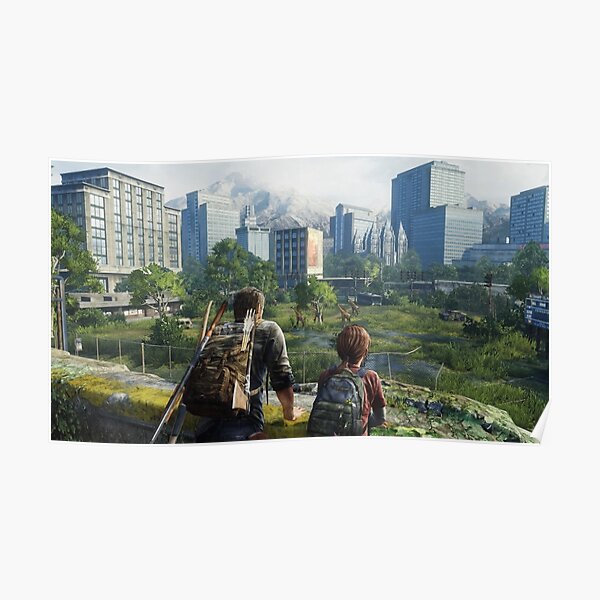 Joel et Ellie regardant les girafes Poster