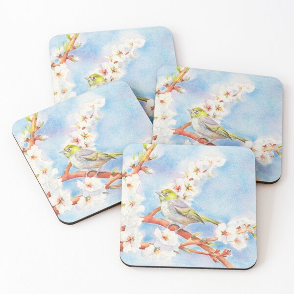 Item preview, Almond blossoms and silvereye bird designed and sold by Zoya Makarova.