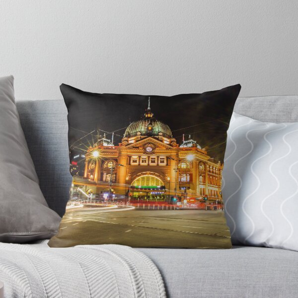 Item preview, Night Flinders Street Railway Station designed and sold by JoonoChakma.