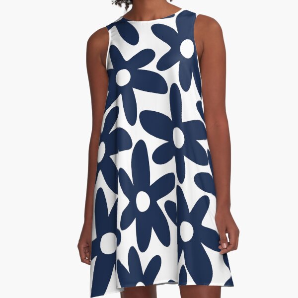 Item preview, Daisy Time Floral Pattern in Nautical Navy Blue and White designed and sold by kierkegaard.