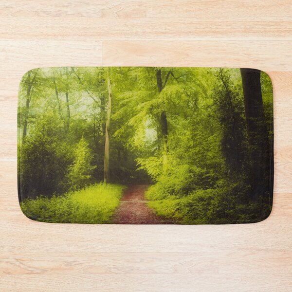Item preview, red forest walk - path through a lush summer forest designed and sold by Dyrk Wyst Redbubble Shop.