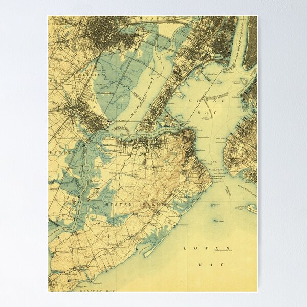 Aperçu de l'œuvre Carte ancienne de Staten Island créée et vendue par mollyfare.