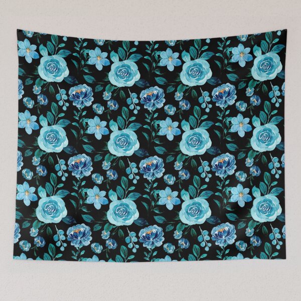Item preview, blue Boho aesthetic watercolor flowers,  iPhone and Samsung Galaxy case cover designed and sold by RoManSmArt.