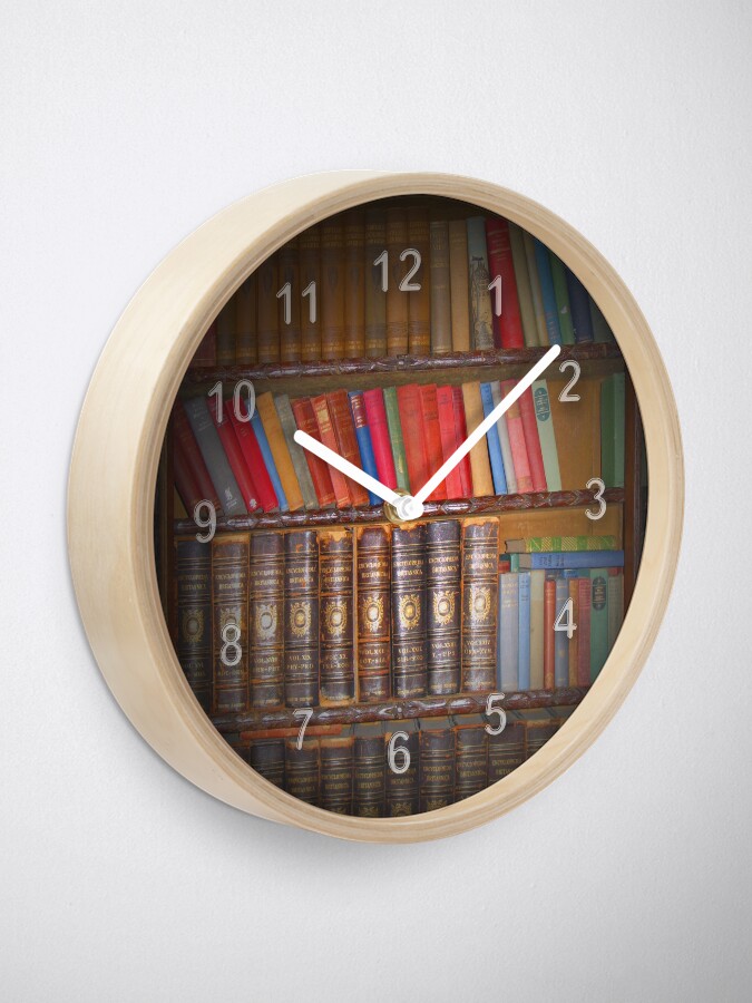 "Vintage Books" Clock by VisionZone Redbubble
