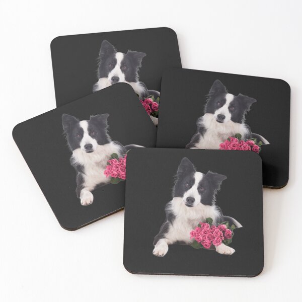 Item preview, Border collie black white with flowers wishes luck designed and sold by Toffy2222.