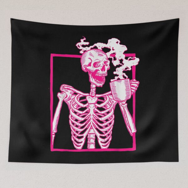 Item preview, Halloween Coffee Drinking Skeleton Pink designed and sold by paudels.