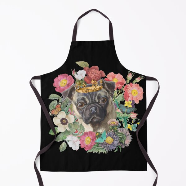 Item preview, Cute Royal Pug Wearing Gold Crown Surrounded By Beautiful Vintage Flowers designed and sold by TrulyEpoque.