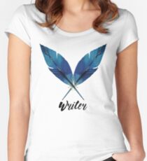 Writer! Blue Feathers Women's Fitted Scoop T-Shirt