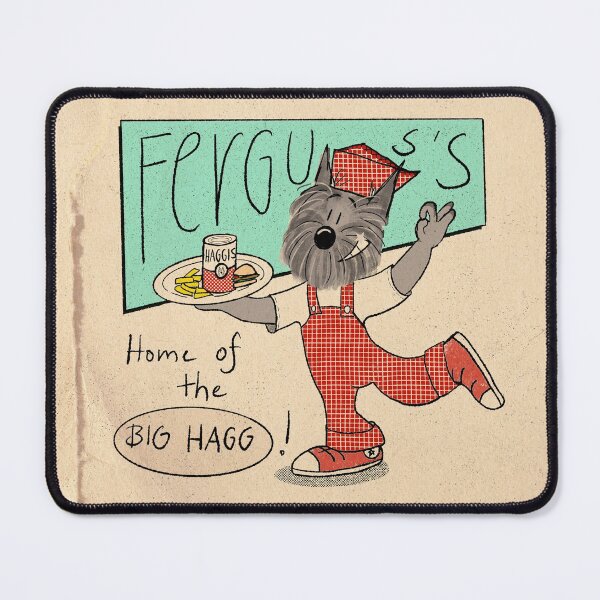Item preview, Vintage Advertising Parody - Burger Joint with Haggis - Scottish Terrier designed and sold by HalloMolly.