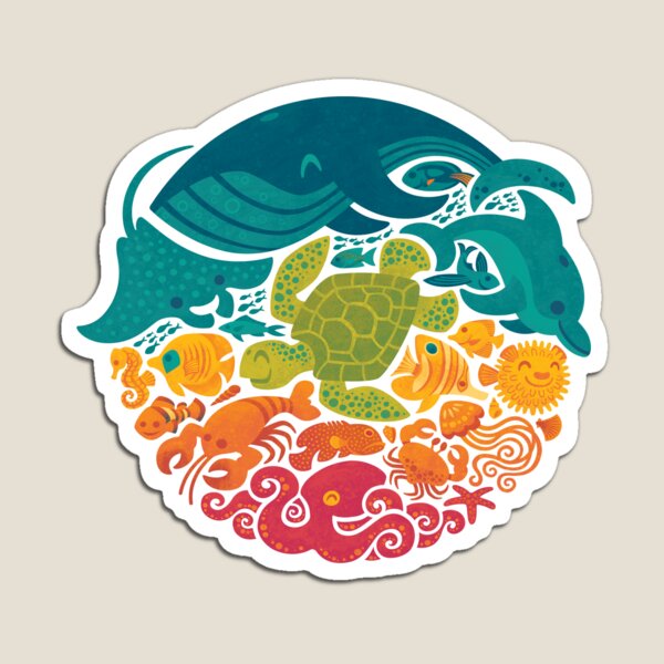 Aquatic Rainbow (light blue) Magnet