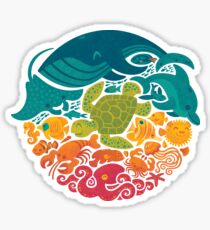 Aquatic Rainbow (light blue) Sticker