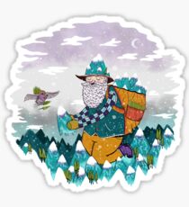 Mountain Guy and Owl Friend Sticker