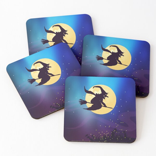 Item preview, Halloween Witch On Her Broom Before Moon On Fantasy Night designed and sold by risingrocket.