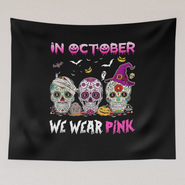 Item preview, Sugar Skulls In October We Wear Pink Breast Cancer Awareness designed and sold by juliegould1974.
