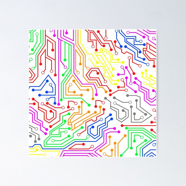 Item preview, Colorful PCB circuit trace lines designed and sold by EngineersArt.