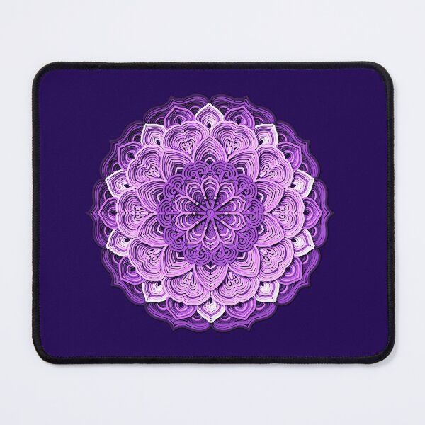 Hipster Circle Mandala Flower and Boho Purple Floral Mouse Pad