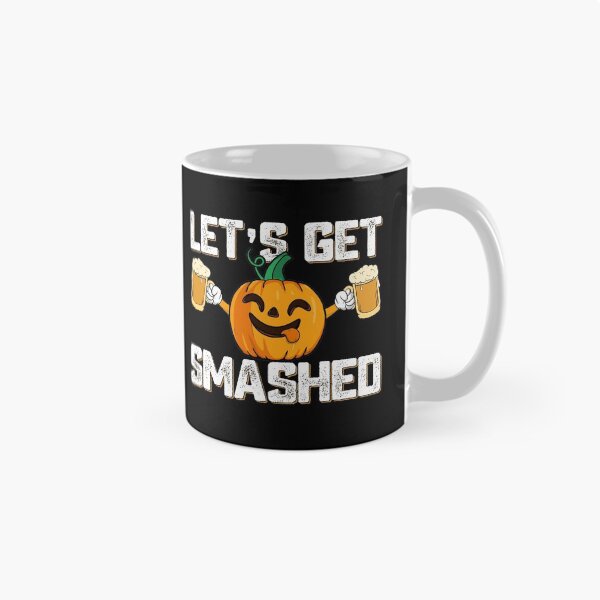 Item preview, Lets Get Smashed Halloween Drunk Pumpkin with Beer Mugs Humor Quote designed and sold by alenaz.