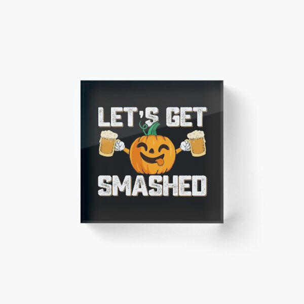 Item preview, Lets Get Smashed Halloween Drunk Pumpkin with Beer Mugs Humor Quote designed and sold by alenaz.