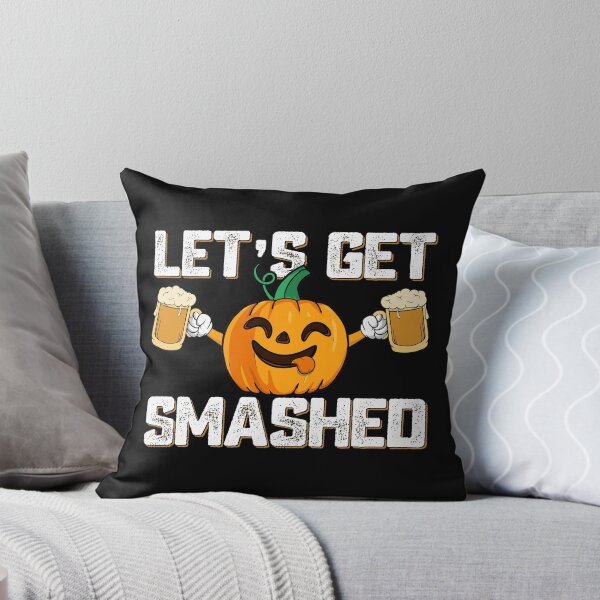 Item preview, Lets Get Smashed Halloween Drunk Pumpkin with Beer Mugs Humor Quote designed and sold by alenaz.