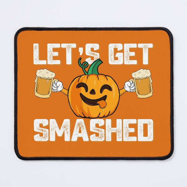Item preview, Lets Get Smashed Halloween Drunk Pumpkin with Beer Mugs Humor Quote designed and sold by alenaz.