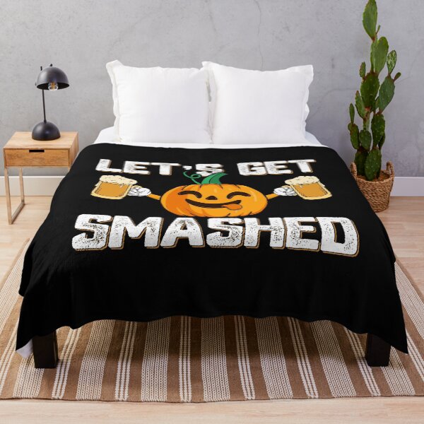 Item preview, Lets Get Smashed Halloween Drunk Pumpkin with Beer Mugs Humor Quote designed and sold by alenaz.