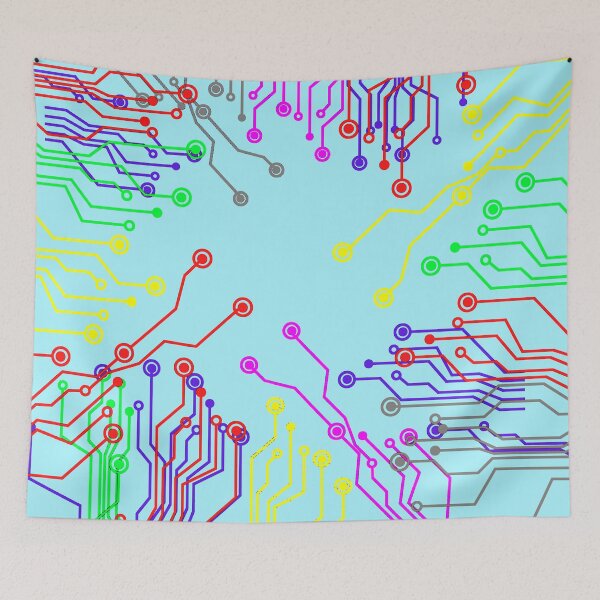 Item preview, Colorful PCB circuit trace lines art designed and sold by EngineersArt.