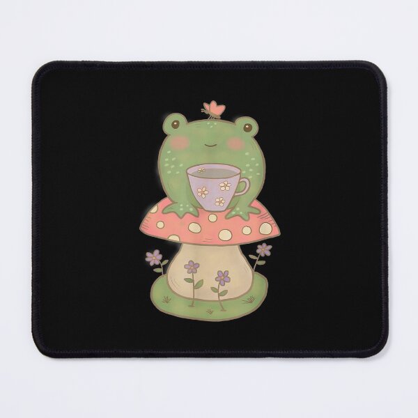 Item preview, Pale Green Frog On Mushroom With Tea Cup designed and sold by lindaxse.