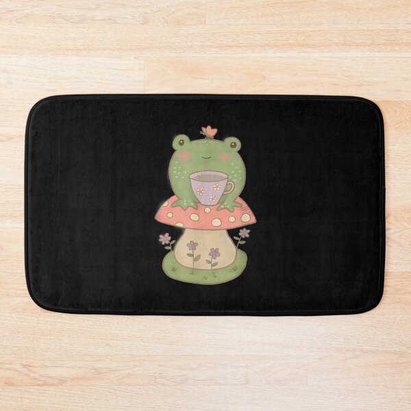 Item preview, Pale Green Frog On Mushroom With Tea Cup designed and sold by lindaxse.