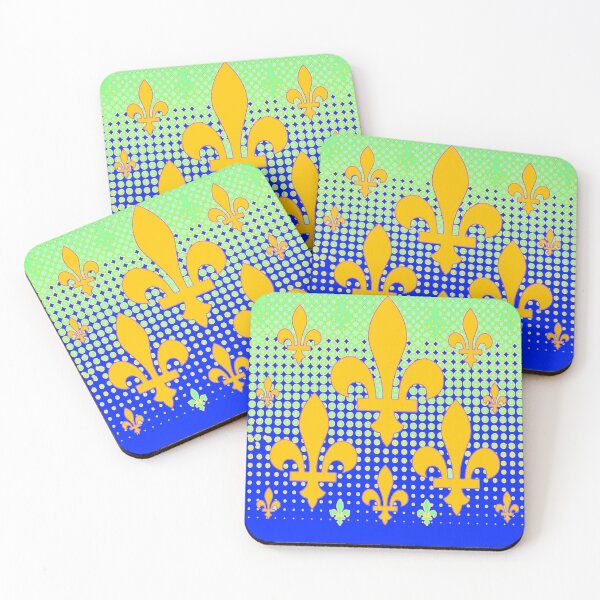 Item preview, FRENCH GOLDEN  FLEUR DE LYS ART ABSTRACT BLUE -GREEN PATTERNS designed and sold by sharlesart.