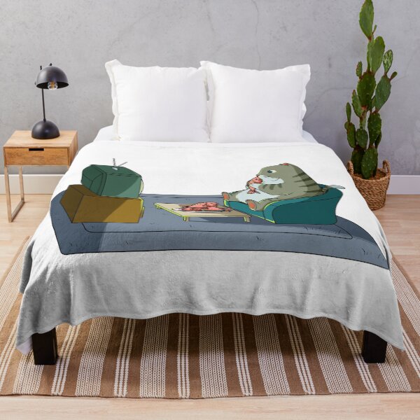 Item preview, Cat eating fish and watching tv designed and sold by kanvasdesign.