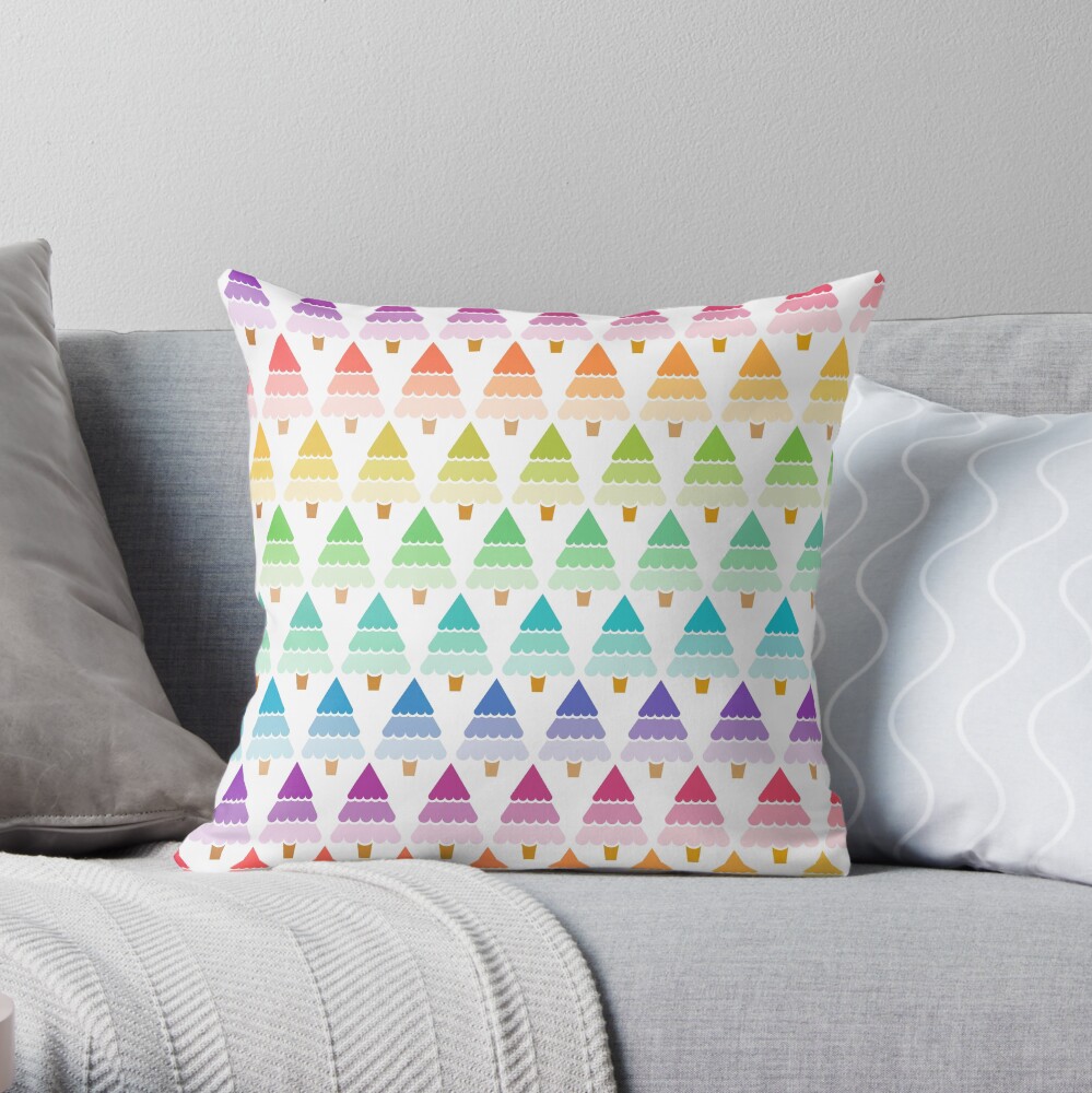 Festive Trees Throw Pillow