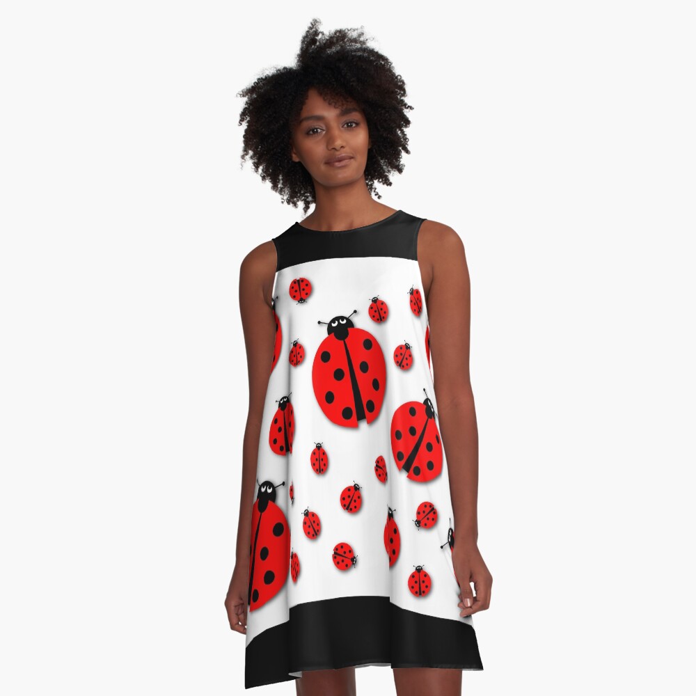 Many Ladybugs Shadows A-Line Dress