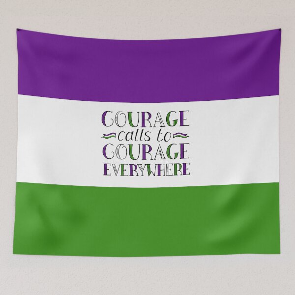 Item preview, Suffragette Quote "Courage Calls to Courage Everywhere" on suffragette flag colours  designed and sold by Maddy Bennett.