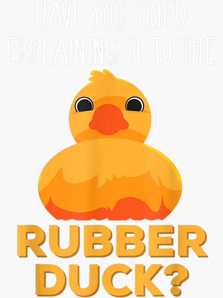 " Programmer Explaining Rubber Duck Pun" Sticker for Sale by tashiab