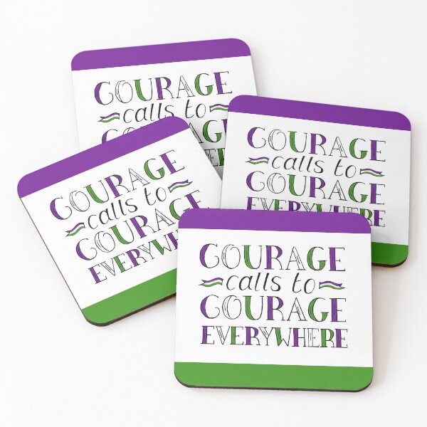 Item preview, Suffragette Quote "Courage Calls to Courage Everywhere" on suffragette flag colours  designed and sold by Maddy Bennett.