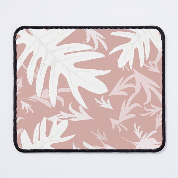 Item preview, Trio palm leaves White on Pink Palepink winter tropical pattern decor , RedBubble designed and sold by PrintedDreams.