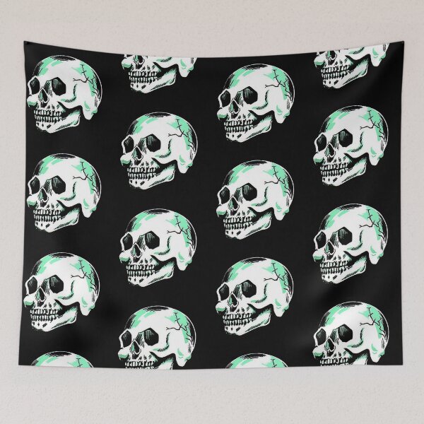 Item preview, Blue Shadow Skull Retro Vintage Skull Design designed and sold by paljoeyprints.