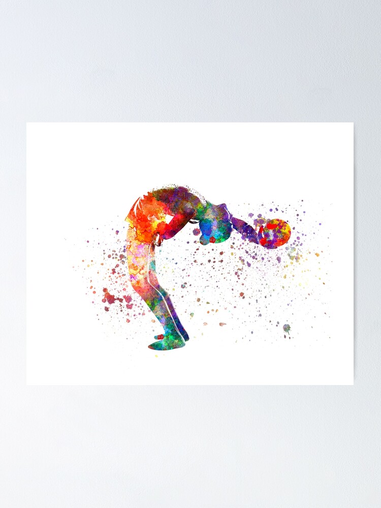 Silhouette de ruban de danse jeune femme gymnaste exécutant la gymnastique  rythmique / rythmique | Poster