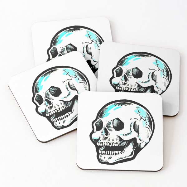 Item preview, Smiling Blue Shadow Skull Retro Vintage Skull Design designed and sold by paljoeyprints.