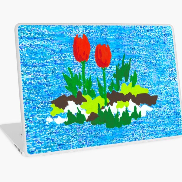 FUN WITH RED TULIPS Laptop Skin