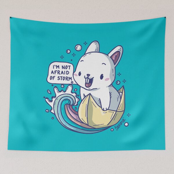 Item preview, Kawaii Cute bunny with Vessel saying "I'm not afraid of Storm" designed and sold by SPIRIMAL.