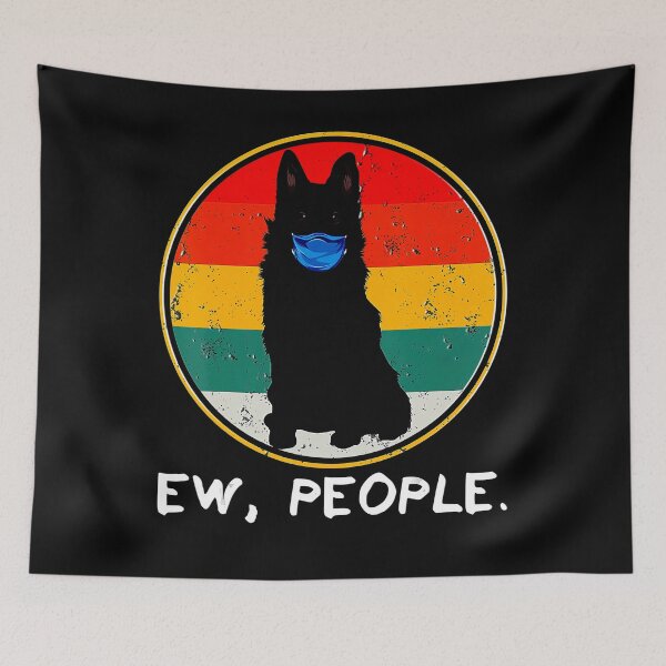 Item preview, Vintage Ew People Schipperke Dog Wearing Face Mask designed and sold by BegayStore.