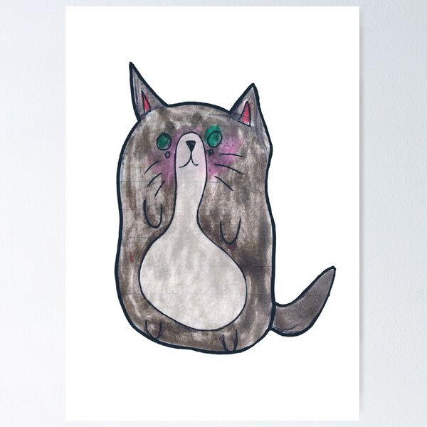 Item preview, Kid hand drawn grey cat designed and sold by Colonels  Basement.