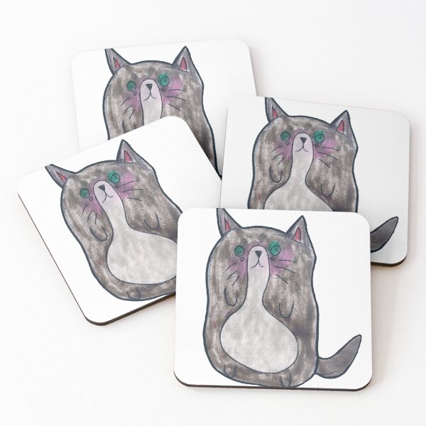 Item preview, Kid hand drawn grey cat designed and sold by Colonels  Basement.